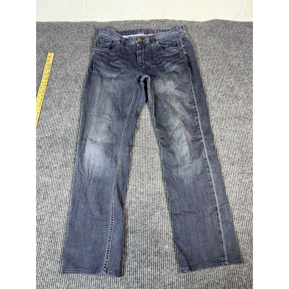 Robert Graham Classic Yates Jeans Mens 35x32 Dark Wash Blue Stretch Straight Leg